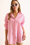 Oversized Poplin Shirt with Hidden Placket