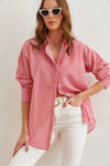 Oversized Poplin Shirt with Hidden Placket