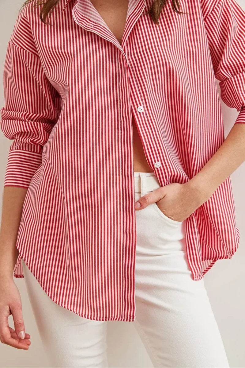Oversized Poplin Shirt with Hidden Placket
