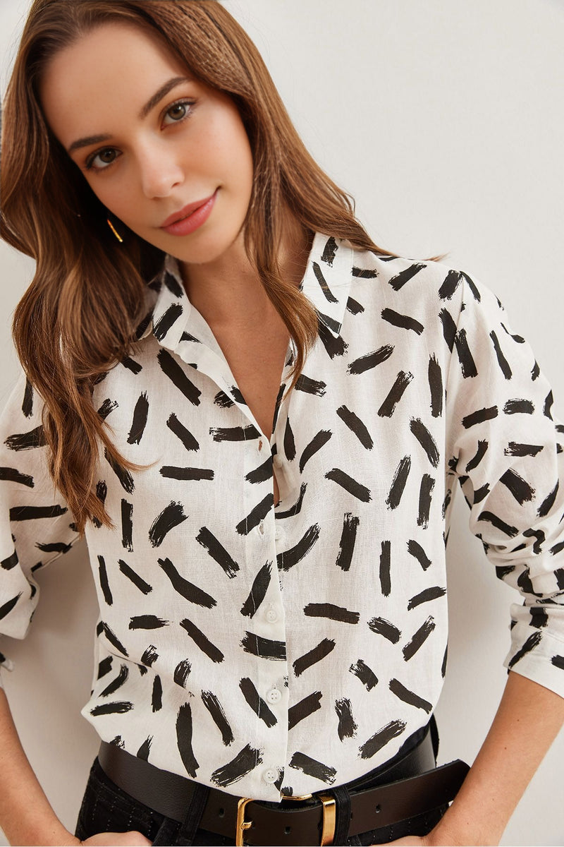 Cuffed Linen-Blend Shirt