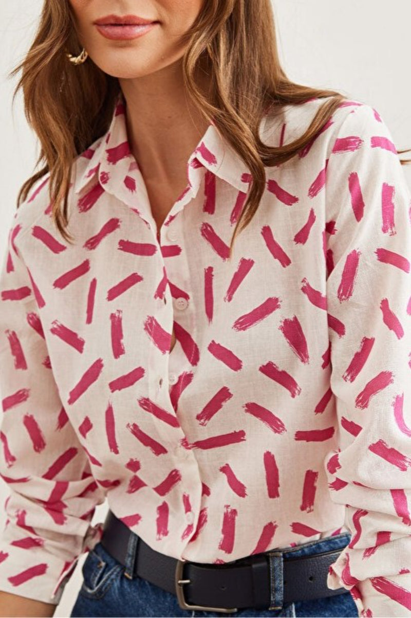 Cuffed Linen-Blend Shirt