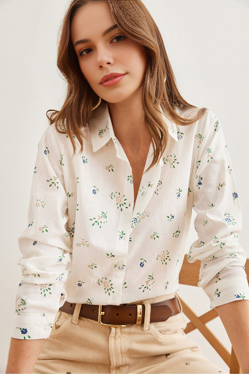 Cuffed Linen-Blend Shirt