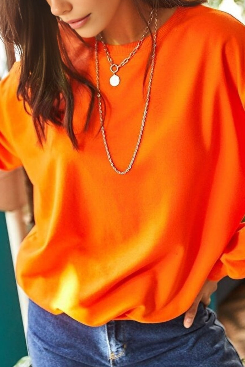 Basic Soft-Textured Oversized Sweatshirt