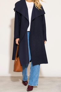 Oversized Coat with Long Sleeves in Navy