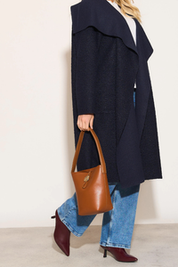 Oversized Coat with Long Sleeves in Navy
