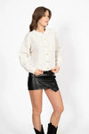Beige Knit Cardigan with Gold Buttons