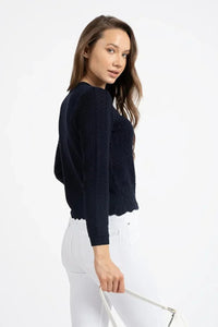 Navy Lightweight Openwork Knit Cardigan