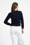 Navy Lightweight Openwork Knit Cardigan