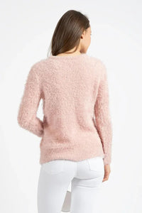 Pink Crew Neck Knit Sweater