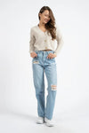 Bonita Beige Buttoned Knit Cardigan