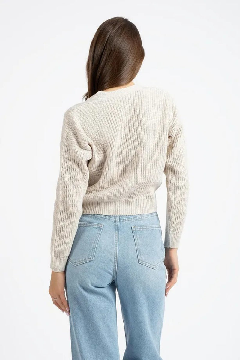 Bonita Beige Buttoned Knit Cardigan