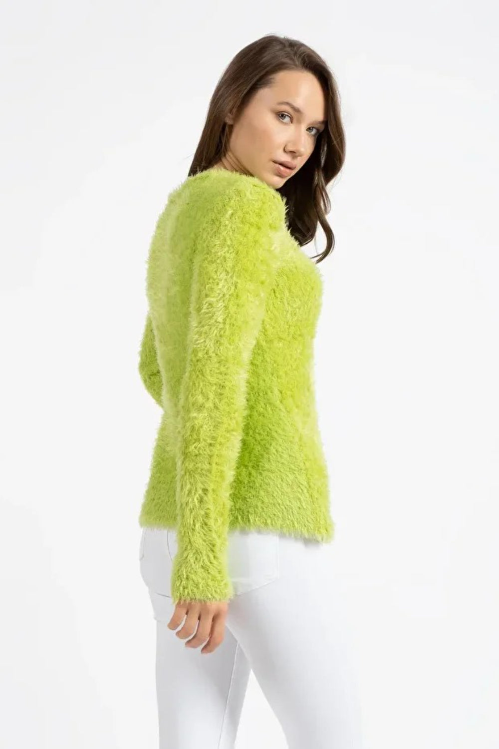 Green Crew Neck Knit Sweater