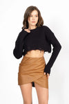 Navy Cropped Knit Sweater