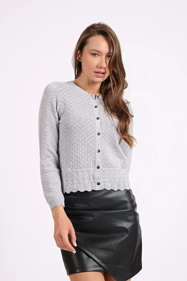 Lightweight Knit Cardigan in Grey