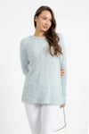 Blue Crew Neck Knit Sweater