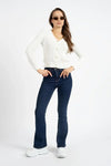 White Knit Cardigan with Woven Pattern