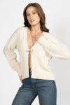 Beige Cardigan with Jeweled Buttons
