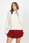 Braided High-Neck Sweater in Cream