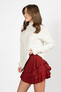 Braided High-Neck Sweater in Cream