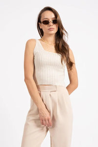 Braided High-Neck Sweater in Cream