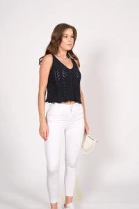 Sleeveless Openwork Knit Top