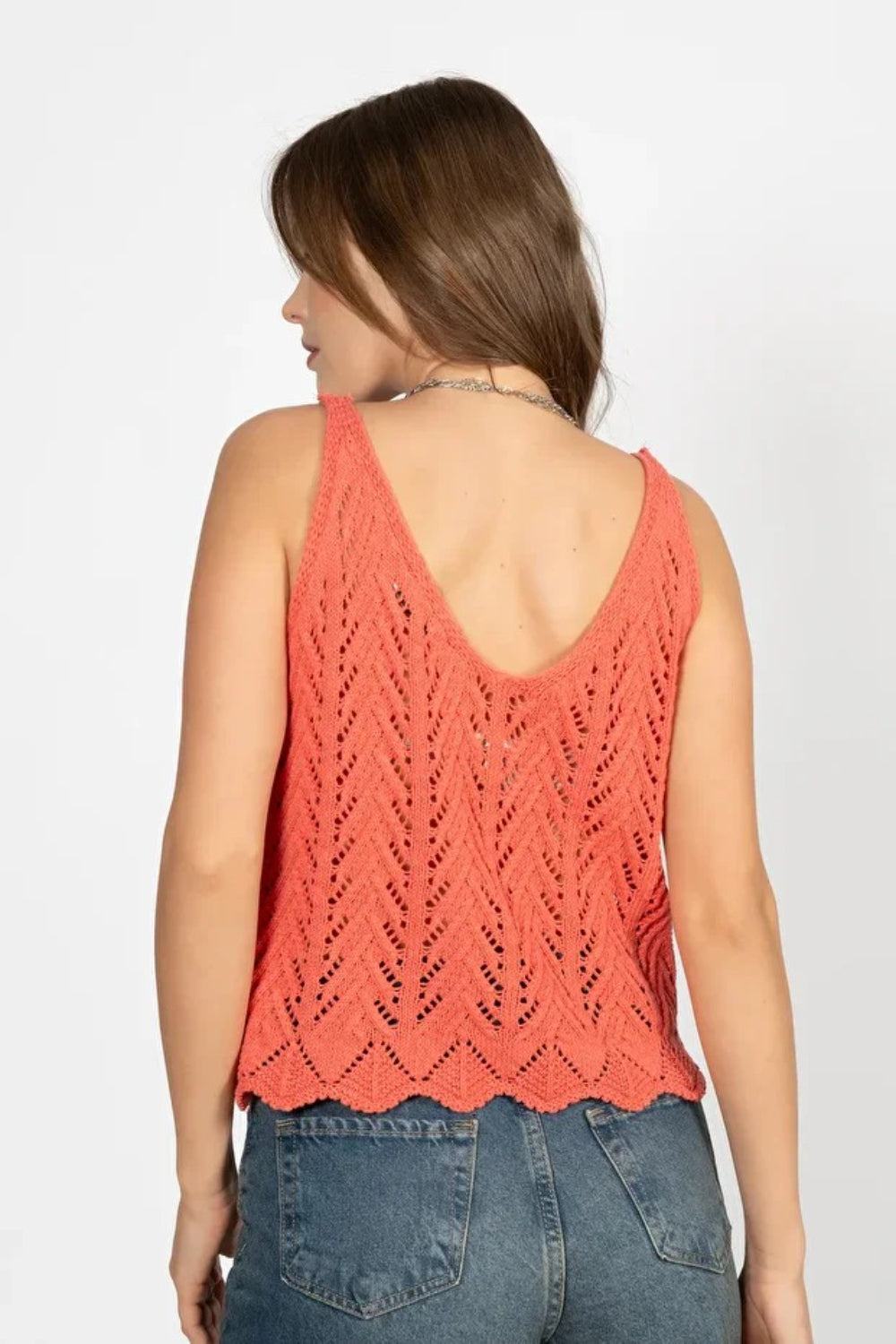 Sleeveless Openwork Knit Top