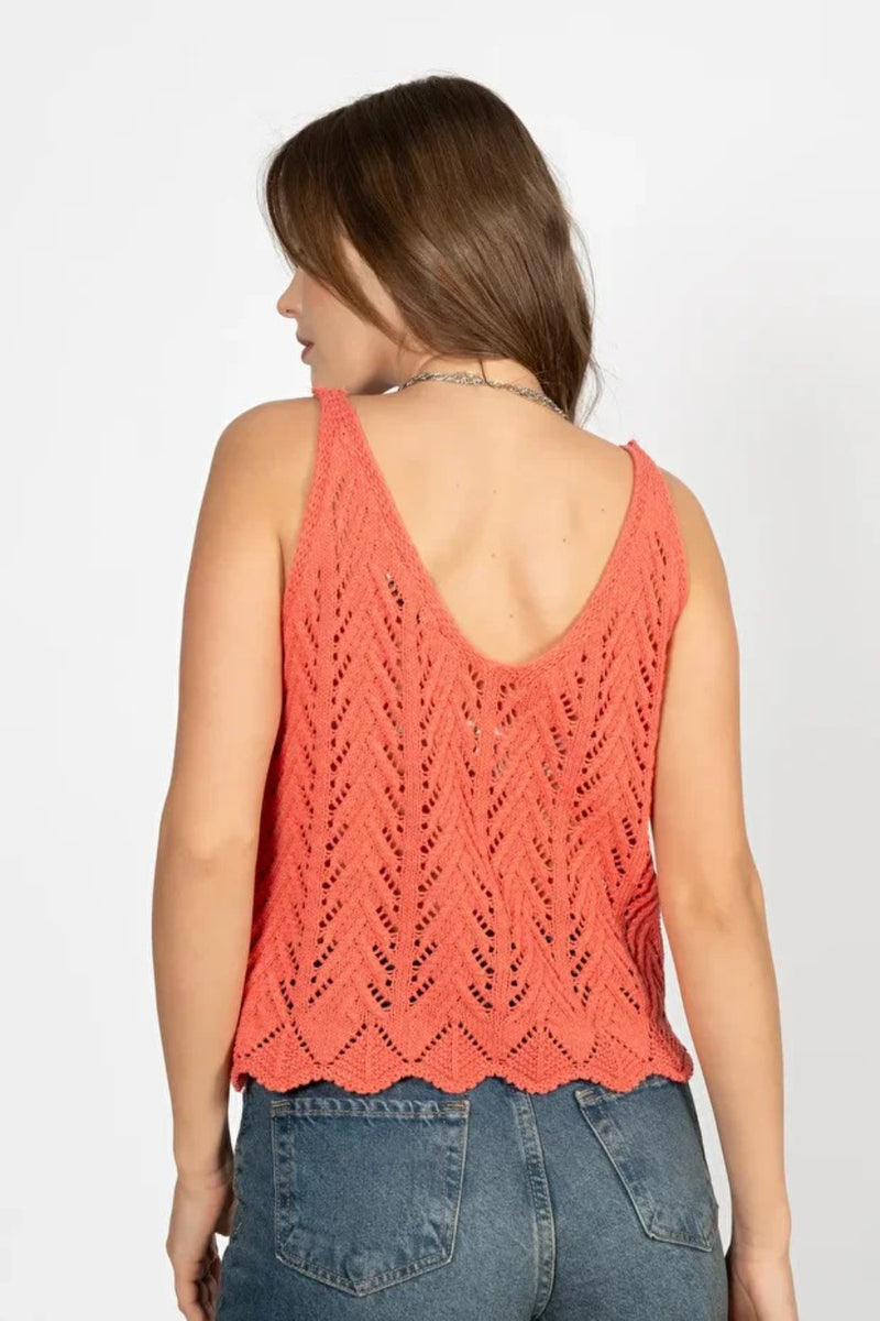 Sleeveless Openwork Knit Top