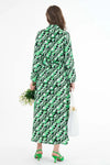 Plain Green Shirt Collar Dress with Pocket Detail