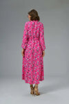 Plain Pink Shirt Collar Dress with Pocket Detail