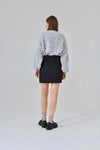 Black Button-Front Mini Skirt