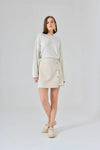 Cream Button-Front Mini Skirt