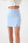 Blue Mini Skirt with Slit