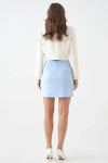 Blue Mini Skirt with Slit