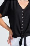 V Neck Button Details Blouse