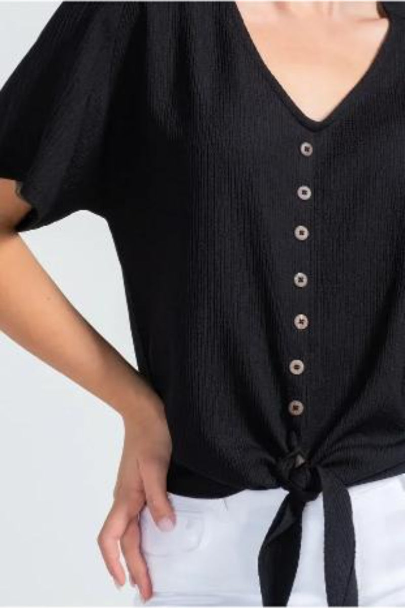 V Neck Button Details Blouse