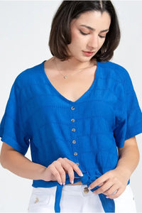 V Neck Button Details Blouse