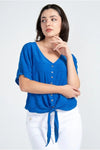 V Neck Button Details Blouse