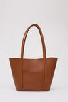 Large Faux Leather Tote & Shoulder Bag with Front Pocket, Snap Closure, and Matching Makeup Pouch