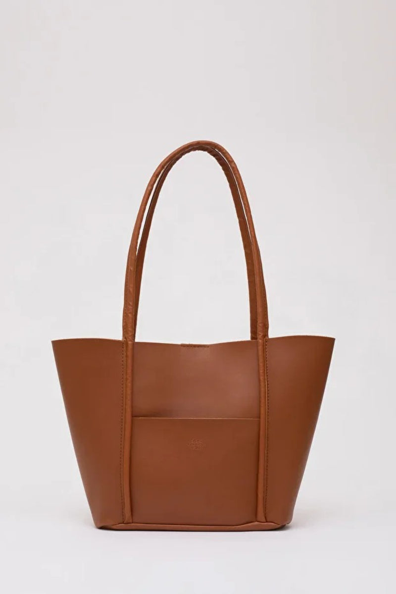 Large Faux Leather Tote & Shoulder Bag with Front Pocket, Snap Closure, and Matching Makeup Pouch