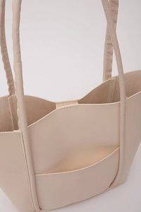 Large Faux Leather Tote & Shoulder Bag with Front Pocket, Snap Closure, and Matching Makeup Pouch