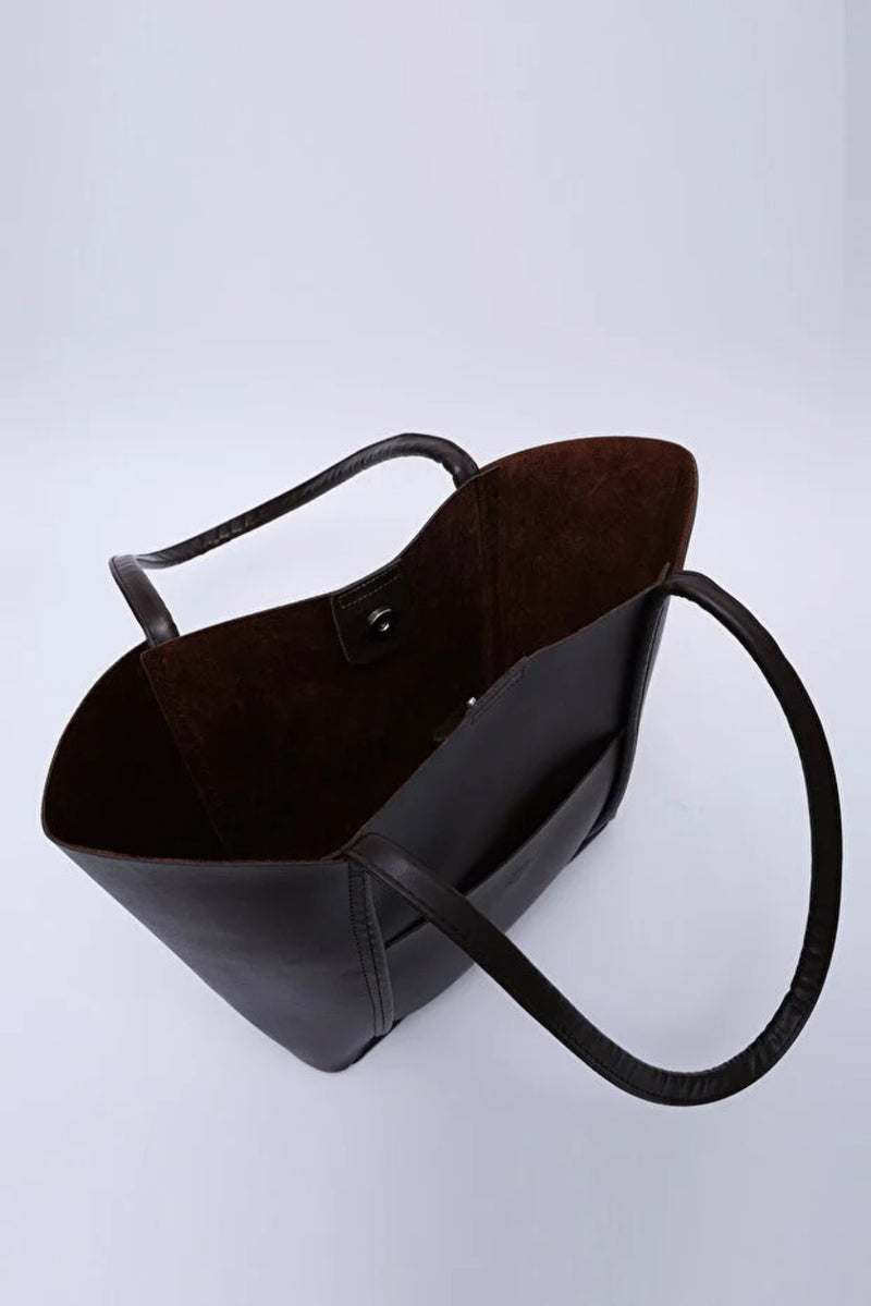 Large Faux Leather Tote & Shoulder Bag with Front Pocket, Snap Closure, and Matching Makeup Pouch