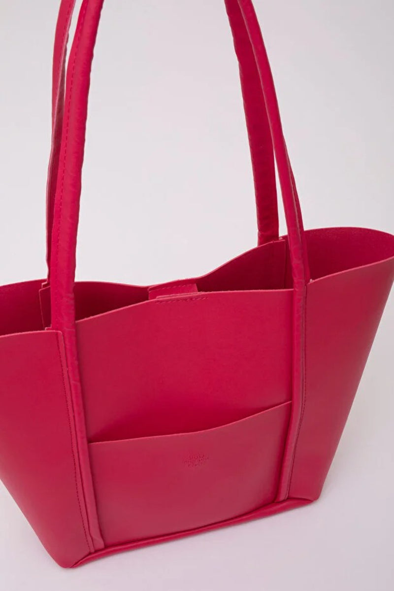 Large Faux Leather Tote & Shoulder Bag with Front Pocket, Snap Closure, and Matching Makeup Pouch