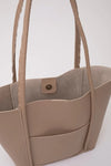 Large Faux Leather Tote & Shoulder Bag with Front Pocket, Snap Closure, and Matching Makeup Pouch