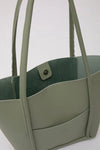 Large Faux Leather Tote & Shoulder Bag with Front Pocket, Snap Closure, and Matching Makeup Pouch