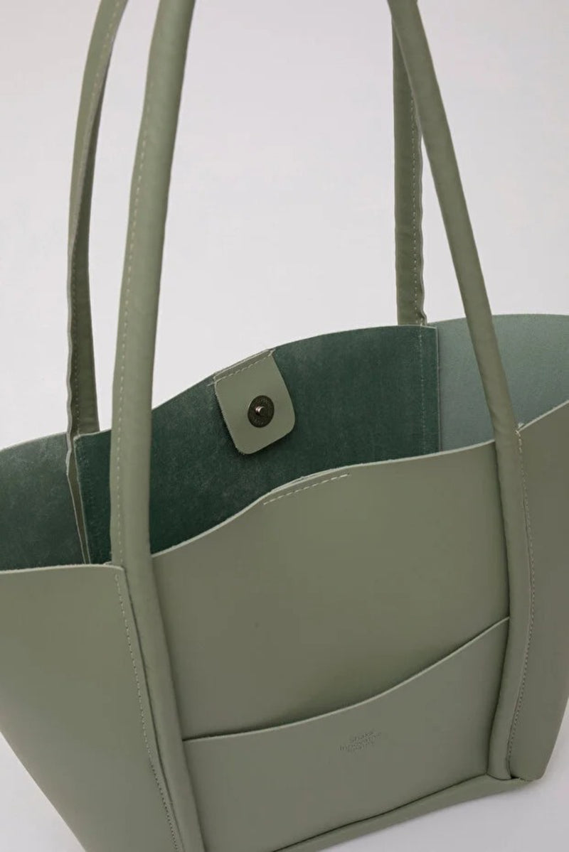 Large Faux Leather Tote & Shoulder Bag with Front Pocket, Snap Closure, and Matching Makeup Pouch