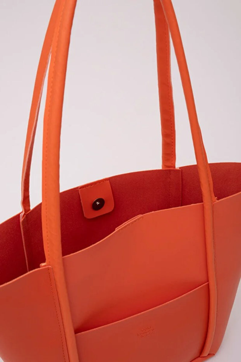Large Faux Leather Tote & Shoulder Bag with Front Pocket, Snap Closure, and Matching Makeup Pouch