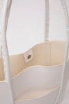 Large Faux Leather Tote & Shoulder Bag with Front Pocket, Snap Closure, and Matching Makeup Pouch