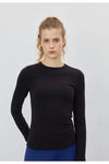 Black Long-Sleeve Ribbed T-Shirt