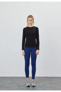 Black Long-Sleeve Ribbed T-Shirt