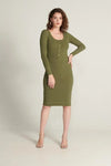 Khaki Dress with Button Details
